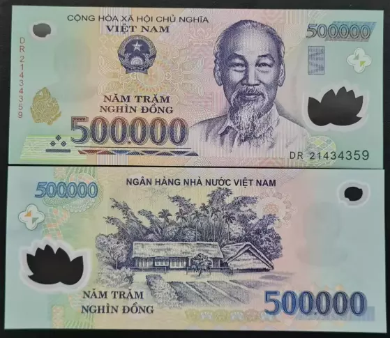 Vietnamese Dong 500K Polymer Banknote Vietnam 500000 VND Uncirculated UNC