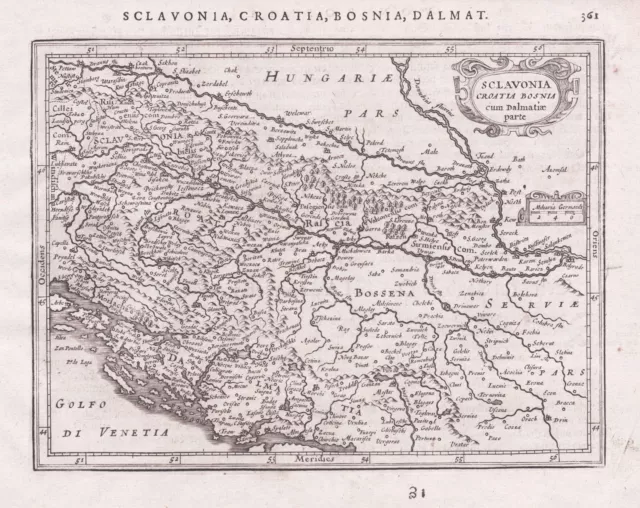 Croatia Kroatien Bosnia Bosnien Dalamatia Dalmatien Karte map Mercator 1651