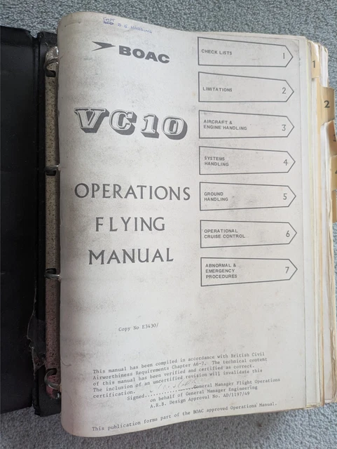 BOAC VC10 OPERATIONS FLYING MANUAL - April 1976 £52.70 - PicClick UK