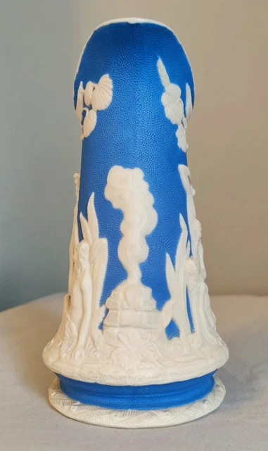 Antique Samuel Alcock Parian Ware Kane & Abel Adam & Eve Blue Relief Jug Jasper 3