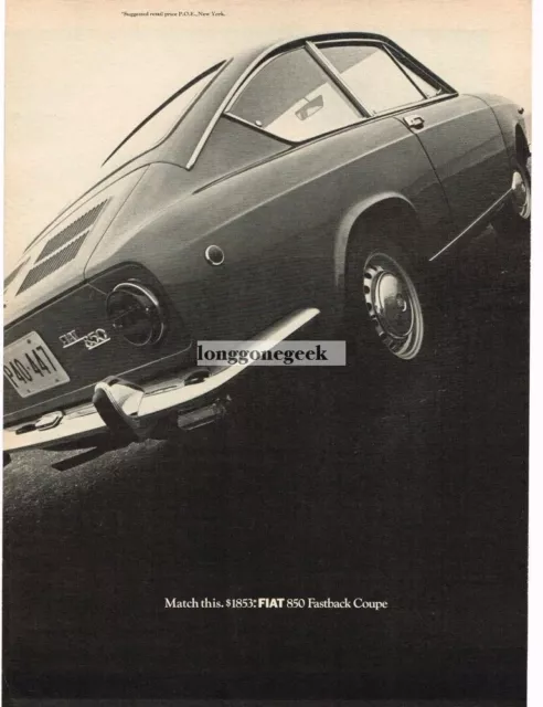 1968 Fiat 850 Fastback Coupe Vintage Print Ad