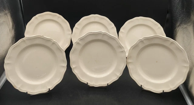 6 ASSIETTES PLATES D 25 FAIENCE BLANC CREME DE DIGOIN SARREGUEMINES STYLE XVIIIe