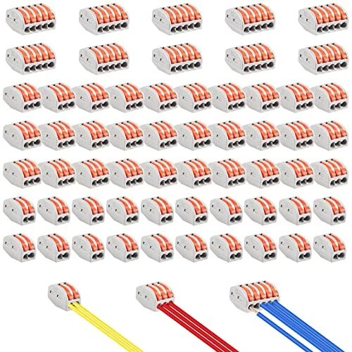 Qetlavee 60 Pièces Connecteur Electrique, Borne de Connexion Électrique avec Lev