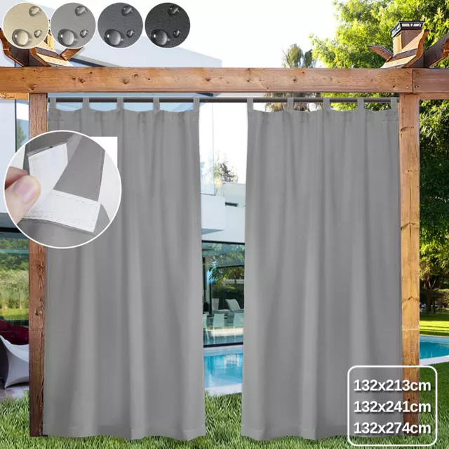 Outdoor Curtains Blackout Waterproof Drapes Garden Patio Gazebo Pergola Tap Top