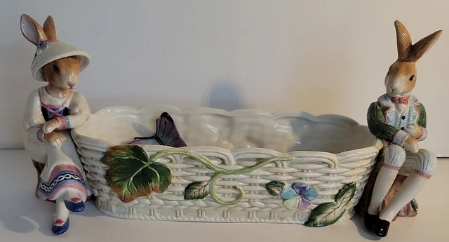 Vintage Fitz And Floyd Classics Old World Rabits Cracker Dish Tray