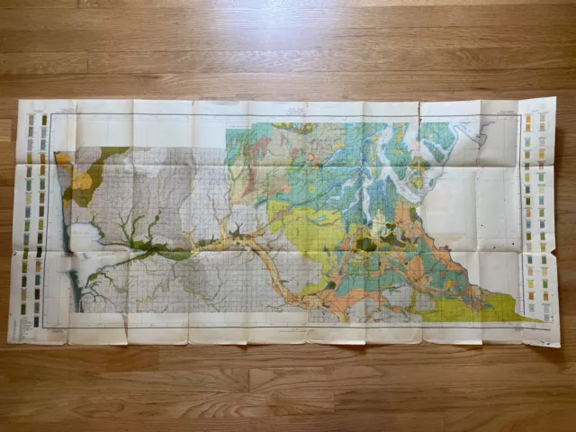 1910 Antique Olympia Washington Puget Sound Basin USDA Soil Survey Map 53"x24"