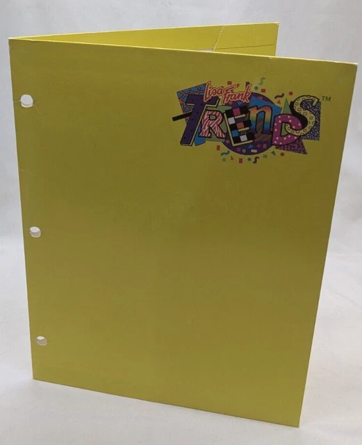 VINTAGE LISA FRANK Yellow Trends 90’s 2 Pocket Folder 3 Hole Punch $12.