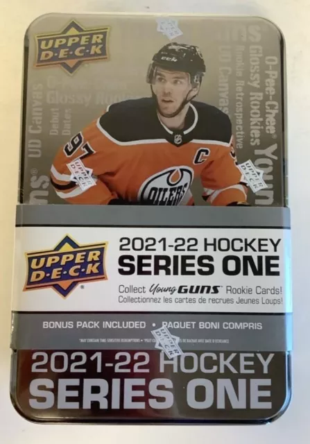 NEW Upper Deck NHL 2021-22 Series 1 One Hockey Trading Card Tin YOUNG GUN ROOKIE