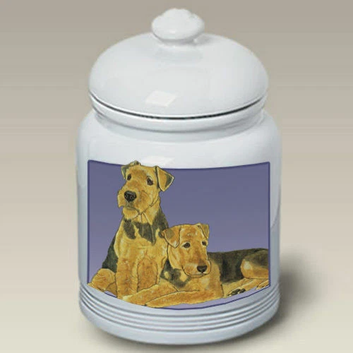 Airedale Terrier Ceramic Treat Jar PS 52027
