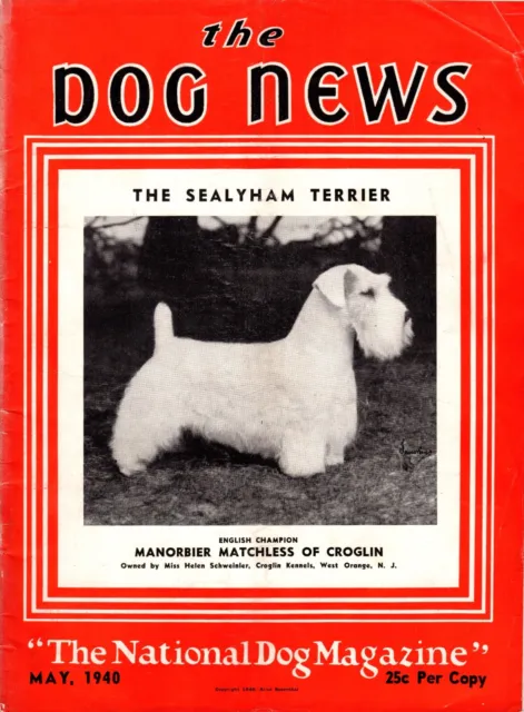 Vintage Dog News Magazine May 1940 Sealyham Terrier Cover