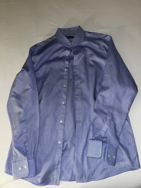 Hugo Boss Shirt 16.5 34/35 Blue Sharp Fit  Button Up Long Sleeve Mens
