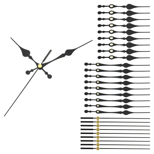 Clock Hands Kit, 10 Set Clock Hands Kits Clock Mechanism Aluminum, Black, A13