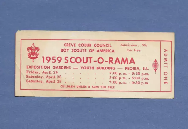 CREVE COEUR COUNCIL /  1959 SCOUT o RAMA TICKET - Boy Scout BSA B-16