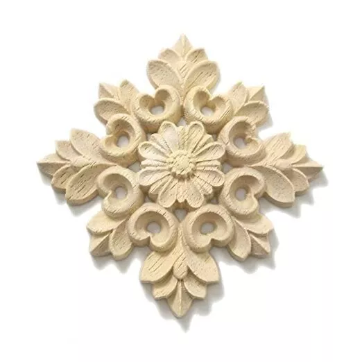 Wood Appliques and Onlays for Furniture Decoration, DIY Unpainted 10*10cm