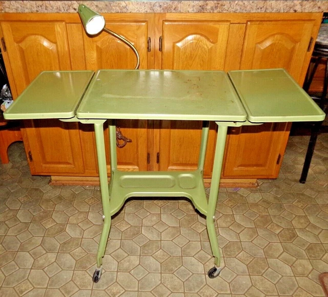 Vtg Rolling Metal Typewriter Cart Industrial Printer Desk Metal Side Table Drop Vtg Rolling Metal Typewriter Cart Industrial Printer Desk Metal Side Table Drop