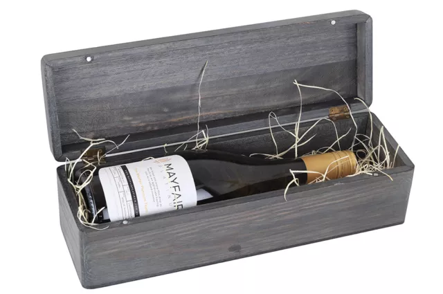 Stained Hinged Timber 1x Bottle Wine Gift Box - Magnetic Closure