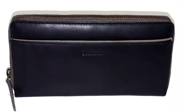 Colorado - Ladies Leather Wallet Large Black + Brown Trim + Gift Box - Brand New
