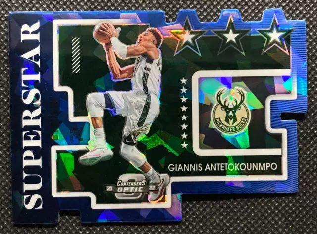 2021-22 Panini Contenders Optic Giannis Antetokounmpo /75 Blue Cracked Ice #6