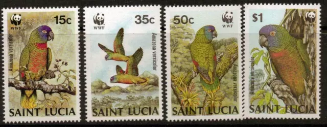 St.lucia Sg969/72 1987 Parrots Mnh