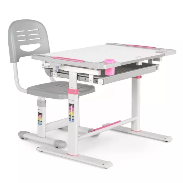 Juego de silla de estudiante de escritorio para niños altura ajustable ergonómicamente inclinable rosa