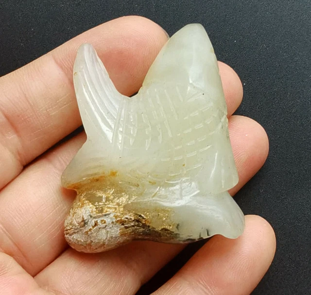 Chinese ancient natural Jade stone pendant,amulet bead,foot,fish,necklace lucky