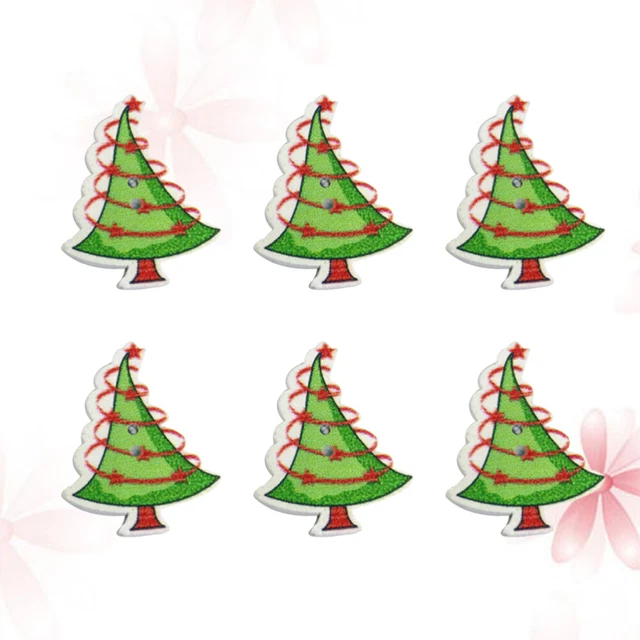 100 piezas Navidad Dibujos animados Navidad Botones de madera