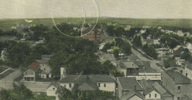 ZUMBROTA MN Birdseye View Hand colored Double Cancelation Canton VTG Postcard