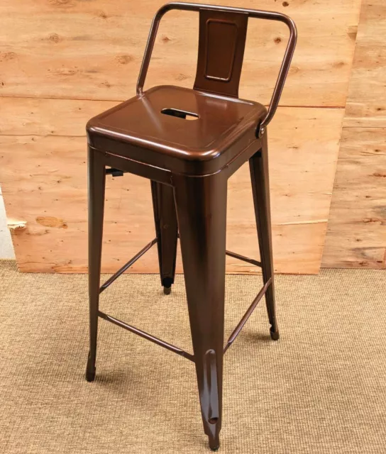 New Tolix Copper Metal Bar Stool With Back Retro Bistro Cafe Restaurant Chair