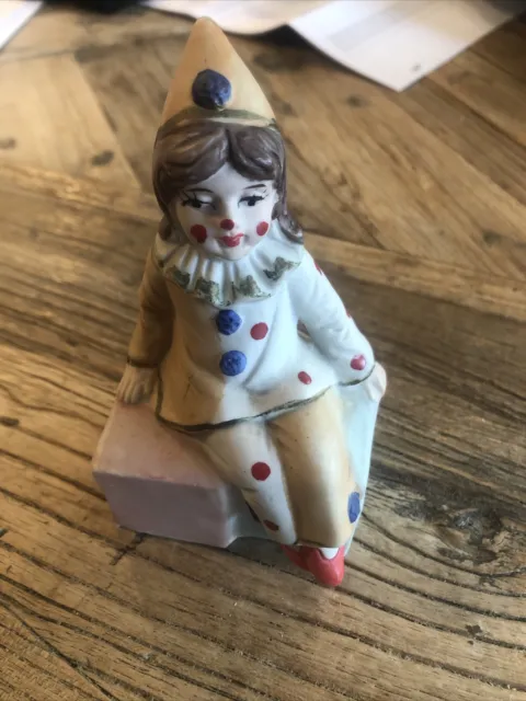 vintage Harlequin bisque hand painted child figurine Very Creepy