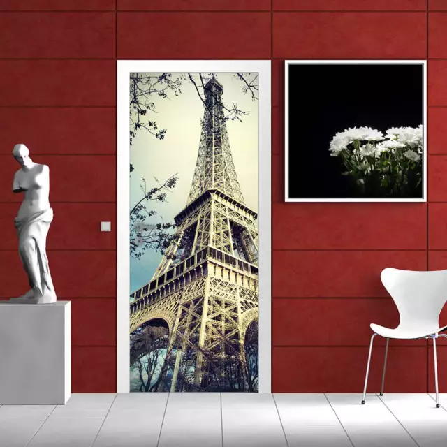 Decorazione adesiva Porta Torre Eiffel 4 sticker lavabile pvc varie misure