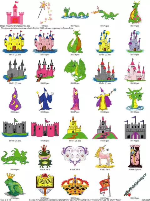 343 Fairytale Princess Castles Medival Embroidery Machine Designs Collection Pes