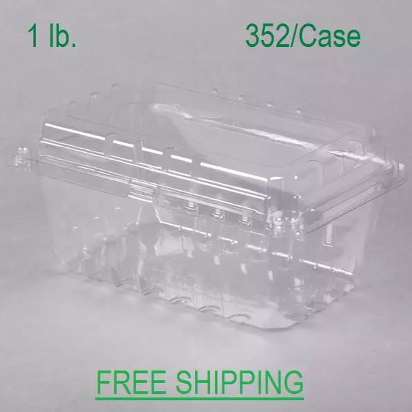 1 lb Bulk Clear Square Vented Clamshell Produce Berry Container 352/Case