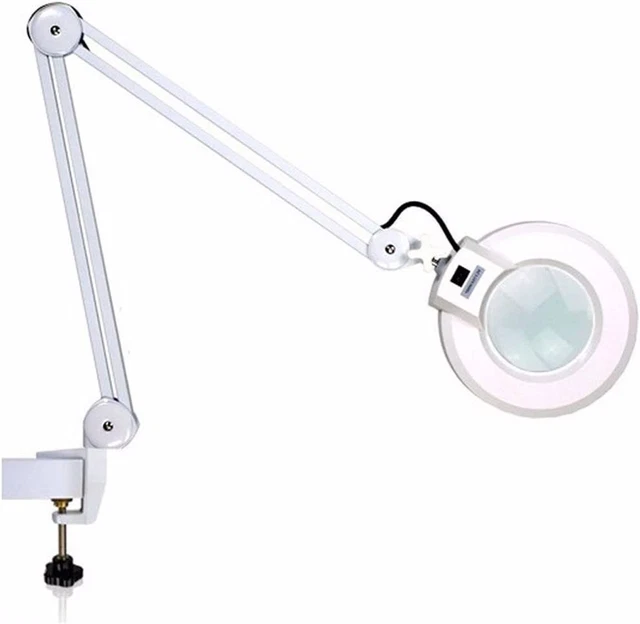 10X Desk Table Clamp Mount Magnifier,  LED Lamp Light Magnifying Glass Lens Diop
