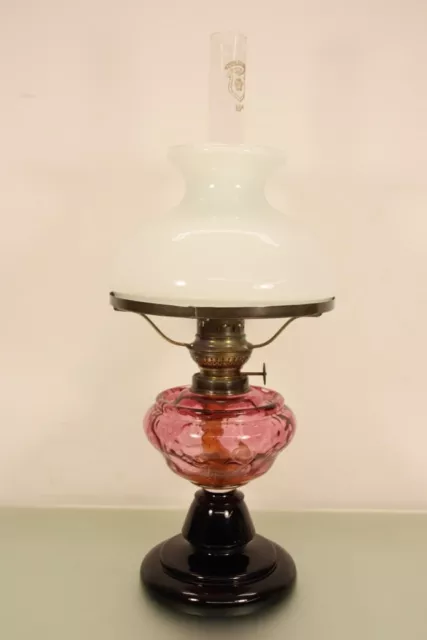 Antike Glas Petroleumlampe mit Kosmosbrenner Docht Neu voll Funktionsfähig