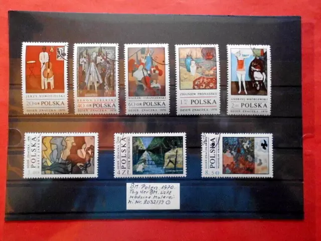 BM. Briefmarken Polen Tag der Briefmarke 1970 Moderne Malerei Mi.Nr. 2032 -2039o