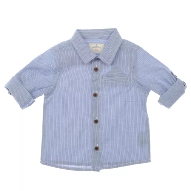 Blue Stripped Baby Boys Shirt Adjustable Sleeves | 6-12-18-24 Months 100%Cotton