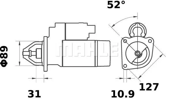 Mahle Ms277 avviatore per Fendt Farmer 68->