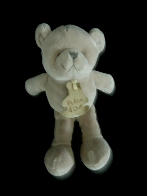 946- DOUDOU PELUCHE OURS PANTIN HISTOIRE D'OURS BEIGE MARRON CLAIR 19cm NEUF *