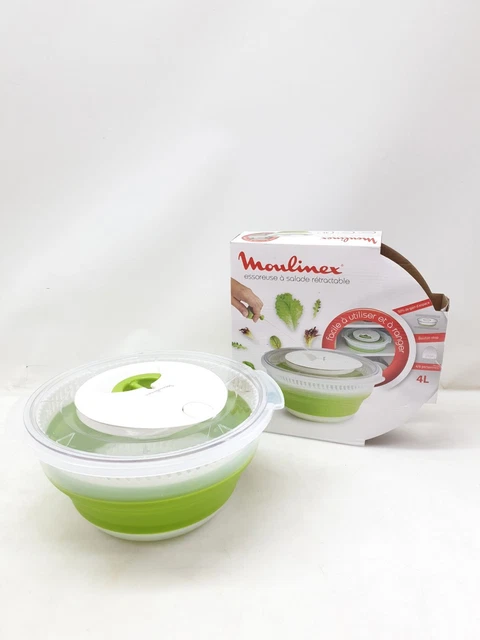 Essoreuse à Salade Moulinex 4L - Design Rétractable Vert - Gain De Place