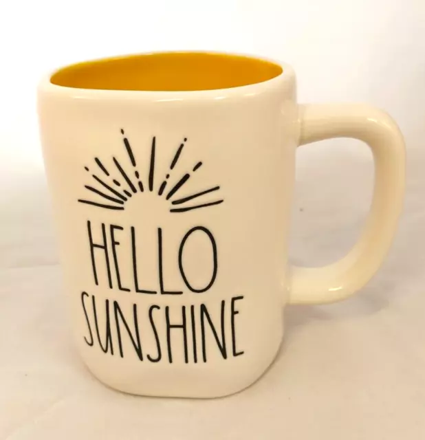 NEW RAE DUNN ARTISAN COLLECTION by MAGENTA HELLO SUNSHINE With Yellow Inner Mug