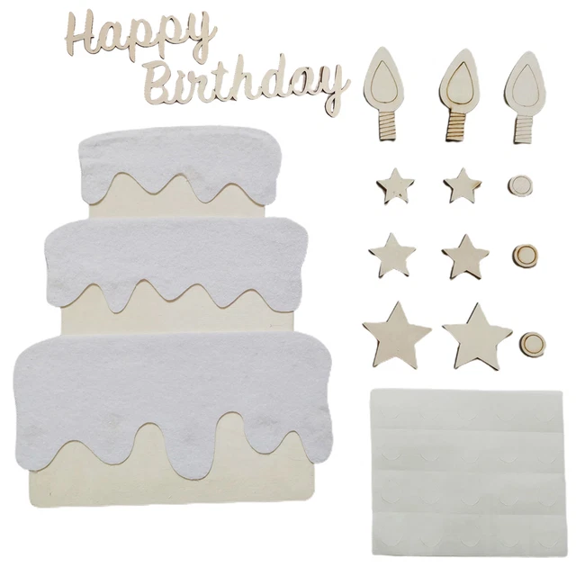 Wall Hanging Cartoon Cute Birthday Blessing Felt Cake Hanging Sign Universal