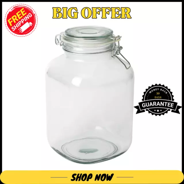 Mainstays Kitchen storage 106OZ Clear Glass Lock Lid Jar