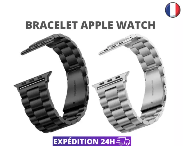 bracelet acier apple watch série 3 4 6 7 8 se ultra 38mm 40mm 41 42 44mm 45mm 49