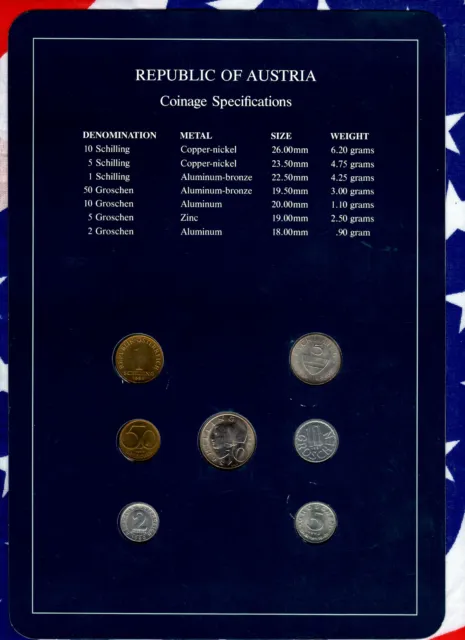Coin Sets of All Nations Austria UNC 1988 but 10 Groshen 1987 2,5 Groshen 1986 2