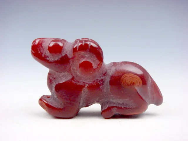 Old Nephrite Jade Stone Carved HongShan Culture Rabbit Looking Up #09122203