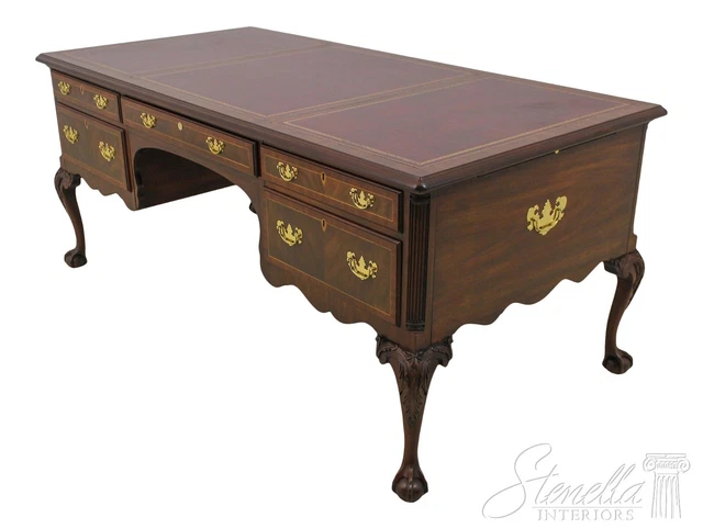 58998EC: HENKEL HARRIS MOORE Claw Foot Mahogany Leather Top Desk