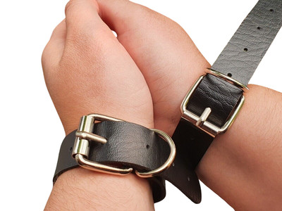 Condor Condor Noir Rembourré Vachette Cuir 16mm Montre Sangle Argent Boucle Manchette 