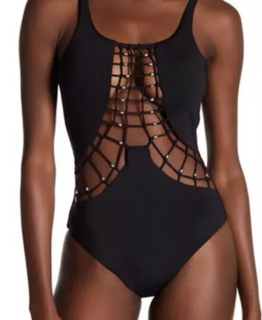 Dolce Vita Solids Macrame One-piece Women's Swimsuit Sexy Md NWT