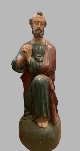 Saint personnage en plâtre polychrome  Personnage de crèche XX siècle