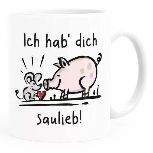 Kaffee-Tasse Ich hab dich saulieb Maus Schwein Herz Geschenk Liebe Valentinstag